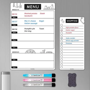 Magnetic Dry Erase Menu Board for Fridge, Weekly Meal Planner Whiteboard Set for - Picture 1 of 7