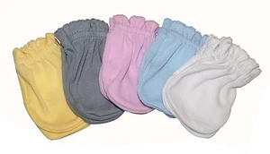 Solid - Mix 5 Pairs Cotton Newborn Baby/infant No Scratch Mittens Gloves - Picture 1 of 1
