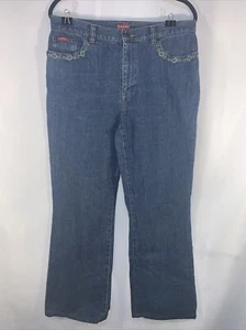 Chaps Jeans Womens 12 High Rise Bootcut Pockets Beaded Medium Wash Denim #712 - Picture 1 of 13