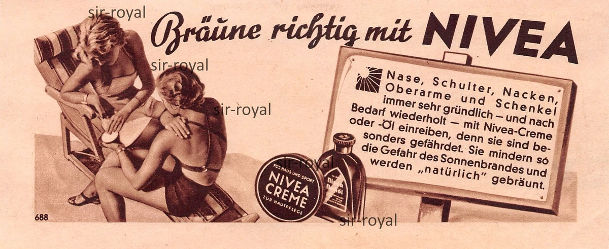 Nivea Blechschild Retro – 'Skin Needs Nivea', 30x20 Cm, Original-Werbung Von 1958
