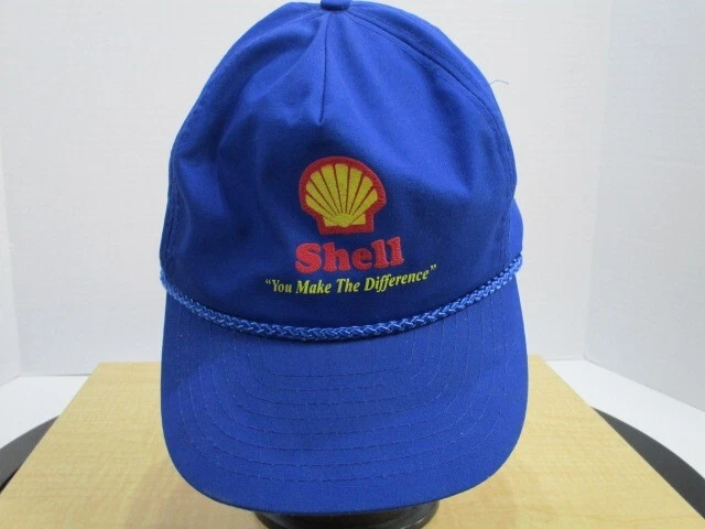 Shell Oil Hat Cap Snapback Mens Womens Blue Braided Polyester Blend Flat Bill - Image 1 of 4