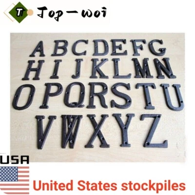 Cast Wrought Iron Black Antique House Door Alphabet 26 Letters & 10 Numbers - Image 1 of 4