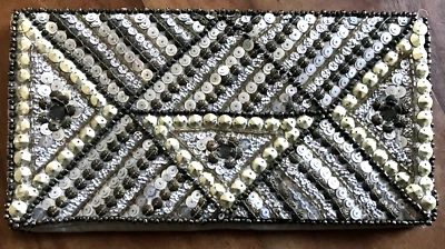 Sportsgirl Sequin Bead Clutch Handbag Bag Gold Silver Bronze Brown - image 1 of 4