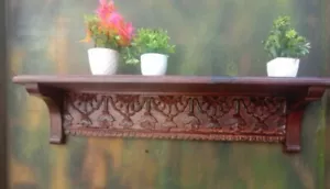 Estante de pared de madera tallada estilo antiguo artesanal/estante de pared tallado a mano único - Imagen 1 de 5