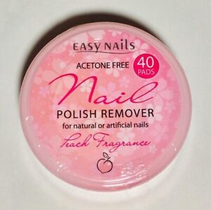 Easy Nails Nail Polish Remover 40 Pads Peach Scent Natural or Artificial Nails