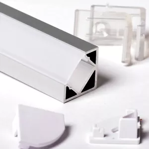 1919F PROFILO ALLUMINIO ANGOLARE 1M PER STRISCE STRIP LED BARRA RIGIDA 1MT - Foto 1 di 6