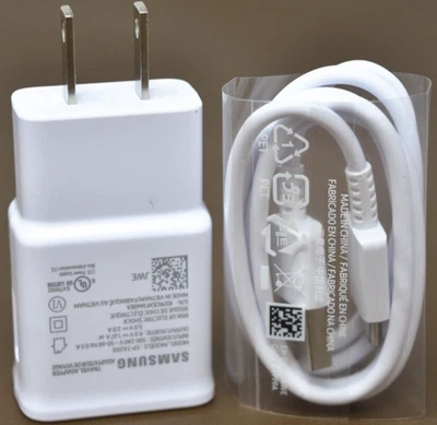 Cargador doméstico de pared de carga rápida Samsung EP-TA200 15W + cable USB-C (1M) - blanco Foto 1 de 4