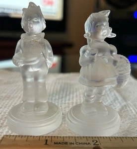 2 Lot Goebel Frosted Lead Crystal Figurines, Boy & Girl - Picture 1 of 5
