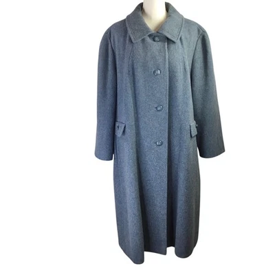 Casaco longo de lã vintage coleção Bromley azul união feito nos EUA tamanho XL bolsos - Imagem 1 de 4