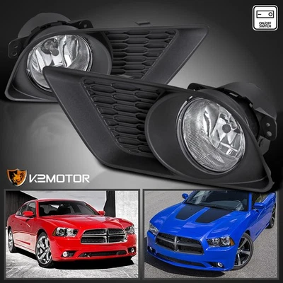 Fits 2011-2014 Dodge Charger Clear Bumper Fog Lights Lamps+Bulbs+Switch Kit Foto 1 de 4
