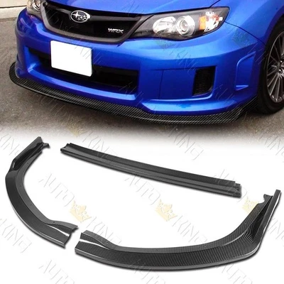 FIT 11-14 SUBARU WRX STI CARBON LOOK CS2-STYLE FRONT BUMPER BODY SPLITTER LIP - Image 1 of 4