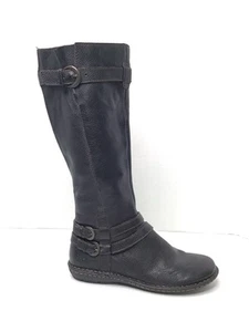 BOC Born Damen-Lederstiefel Größe 7,5 Reiten hoch schwarz halbhoher Reißverschluss - Bild 1 von 11