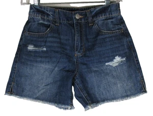 Vanilla Star Girls Denim Shorts Mid Rise Distressed Beltloops Size 10 Blue - Picture 1 of 6