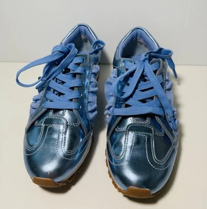 TORY SPORT by Tory Burch Metallic hellblau Leder Rüschen Sneakers Damen 7,5 M - Bild 1 von 11