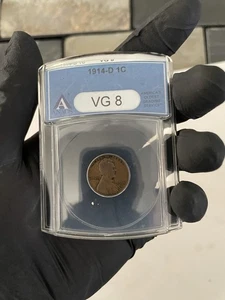 ANACS 1914 D Lincoln Cent Key Date VG 8 - Picture 1 of 4