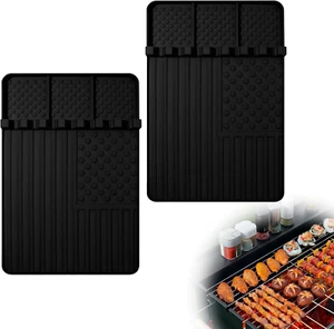 2 PCS Silicone Griddle Tools Mat for Blackstone,Grill BBQ Caddy Utensils Holder - Picture 1 of 12