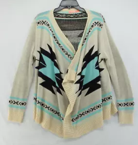 L Love Cardigan Women's Size M/L Beige Aztec Native Open Front Wrap - Picture 1 of 6