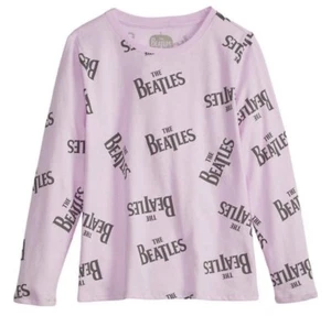 The Beatles Girls Long Sleeve T-Shirt 60’s Pink Groovy Cotton Vintage Size (L) - Picture 1 of 1