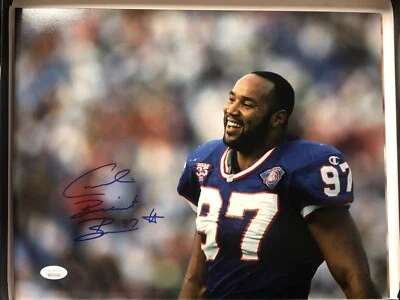 Foto autografada autografada 11x14 de biscoito CORNELIUS BENNETT Buffalo Bills JSA - Imagem 1 de 3