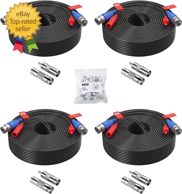 4 Pack 100Ft(30M) All-In-One Video Power Cables,Bnc Extension Security Camera - Image 1 of 4