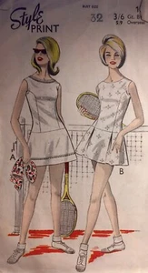 VINTAGE 1960s 'STYLE' TENNIS DRESS PATTERN 1582 32" BUST - Picture 1 of 2