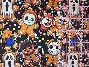 Custom 100% Cotton Woven Fabric Horror Movie Cookies By The 1/4 Yard 9x56 - Picture 1 of 2