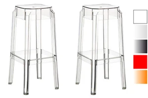 Set de 2 Taburetes Fox de Plástico Resistente para Exterior con Reposapiés - Imagen 1 de 3