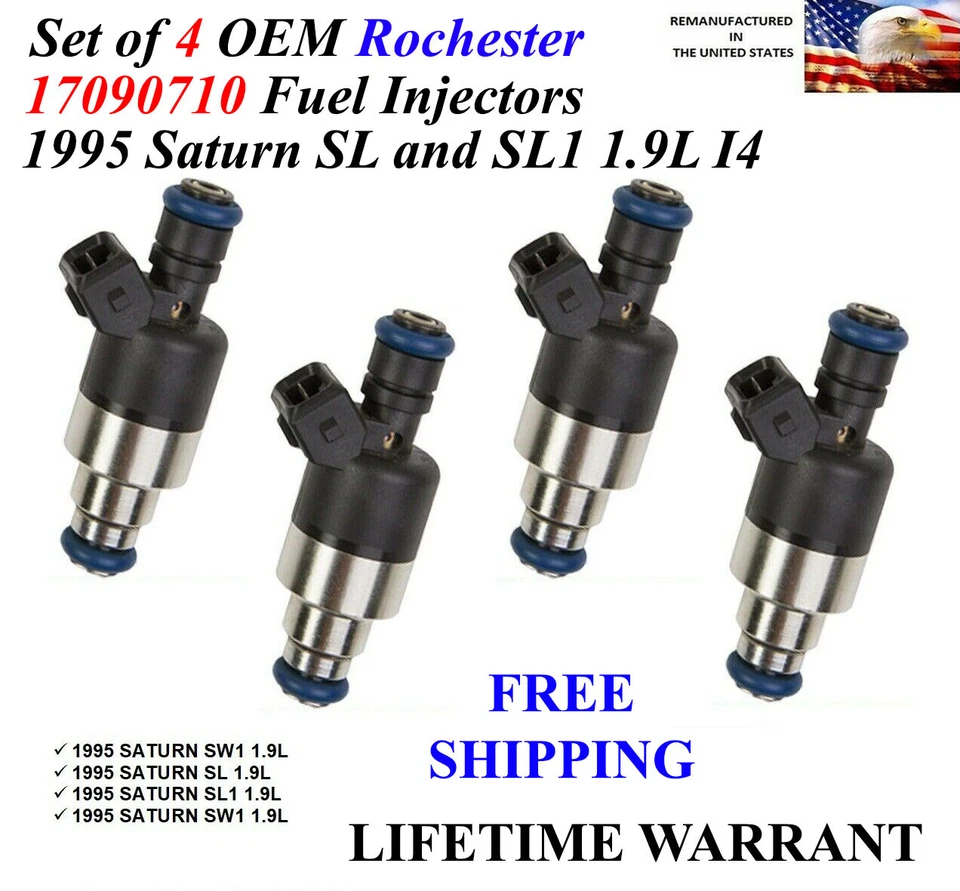 Conjunto de 4 injetores de combustível genuínos Rochester para 1995 Saturn SL e SL1 1.9L I4 - Imagem 1 de 1