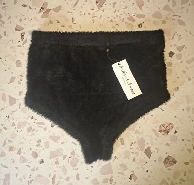 NWT Victoria's Secret For Love & Lemons Black Fuzzy Shorts Medium Sleepwear - Image 1 of 4