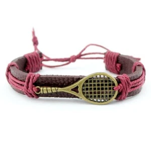 Sport Leather Wrap Bracelet -Football Baseball Volleyball Hockey Tennis Bracelet - Picture 1 of 31