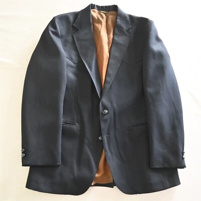 Винтажный Levi's 40R темно-синий полиэстер США сделано Western Yoke мужской спортивное пальто блейзер - Изображение 1 из 4