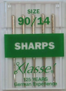 Klasse Sewing Machine Needles, SHARPS Size 90 / 14, Pack of 5 Needles - Picture 1 of 1