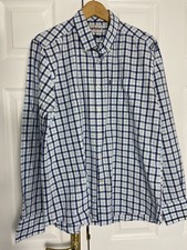 Barbour Bruce Long Sleeve Check Shirt Blue Size LARGE Tailored Fit