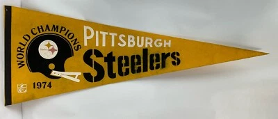 Vintage Pittsburgh Steelers 30 x 12 Tamanho Completo Pennant World Champions 1974 - Imagem 1 de 4