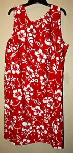 Hilo Hatties Hawaiian Original Shift Summer Dress Red Floral Sleeveless Sz 2XL - Picture 1 of 4