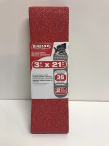 Diablo Sanding Belt  3” W x 21” L 36 Grit Extra Coarse  2 pk OEM  Real Diablo - Picture 1 of 4