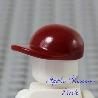 NEW Lego City Boy/Girl Minifig DARK RED BASEBALL CAP Head Gear Hat w/Curved Brim - Image 1 of 4