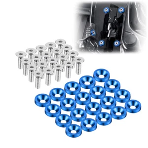 20× Blue Billet Aluminum Fender Bumper Washer Bolt Engine Bay Dress Up Kit & M6 - Afbeelding 1 van 12