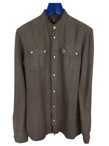 Balmain Khaki Linen Canvas Military Shirt SS13 sz. 38 Small - Picture 1 of 12