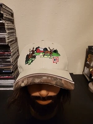 FS Farm Service FRONTIER FS Trucker Strapback Hat CAMO Farm Cap Embroidered Deer - Image 1 of 4