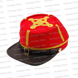US Civil War Red Kepi Hat with 1-4 Rows of Gold Braid All Sizes DDP - No Tariff - Picture 1 of 25