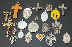 Vintage Religious Catholic Medal Pendant Crucifix Sacred Heart St Dymphna Lot 20 - Picture 1 of 6