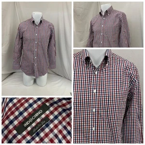 Indochino Dress Shirt 15 31/32 Red Blue Check 100% Cotton YGI Y1-340 - Picture 1 of 11
