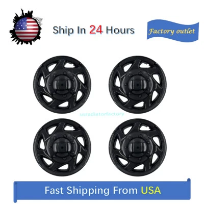 16" 4 Black E150 E250 Econoline Van Full Wheel Covers Hub Caps Rim Simulators Foto 1 de 4
