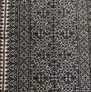 CLARENCE HOUSE Fez Embroidery black India cotton new remnant - Picture 1 of 1