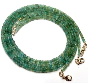 Natural Green Apatite Gems 3 to 5 mm Size Unpolished Rondelle Beads 16" Necklace - Picture 1 of 6
