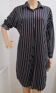 Ladies Passport Shirt Jersey Dress, Striped, Black & White, size M - Picture 1 of 6