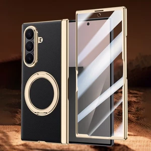 Funda de cuero plegable 7 para Samsung Galaxy Z con soporte de anillo protector de pantalla a prueba de golpes - Imagen 1 de 17