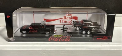 M2 Machines Coke 1973 Chevrolet Cheyenne Super 30 Truck 1957 Bel Air w Trailer - Image 1 of 4