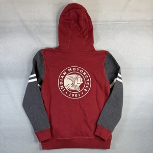 Sudadera con Capucha Indian Motorcycles Para Hombre XS Roja Gris Logo Bordado Motociclista Vellón - Imagen 1 de 7